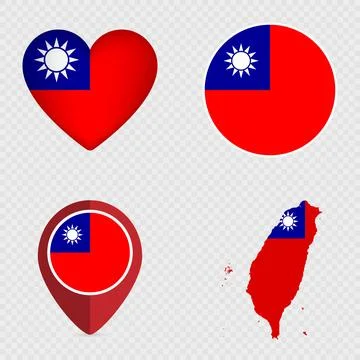 Taiwan Flag Icons Pack. Vector illustration. Stock Illustration