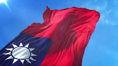 Taiwan Flag Low Angle View Stock Footage 295744761