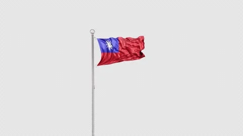  Taiwan   Flag Pole  Animation Include Alpha 3D Rendering Video stock 283000572