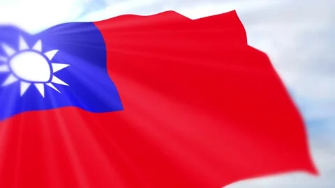 Taiwan Flag Seamless Loop 4k 60fps on Sky Background Stock Footage 340620966