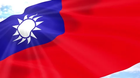 Taiwan Flag Seamless Loop 4k 60fps on Sky Background Stock Footage 341552517