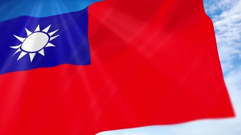 Taiwan Flag Seamless Loop 4k 60fps on Sky Background Stock Footage 341678417
