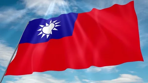 Taiwan Flag Seamless Loop 4k 60fps on Sky Background Stock Footage 341767163