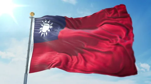 Taiwan flag seamless looping 3D rendering video Stock Footage 97473852
