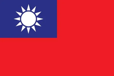 Taiwan Flag Vector – Flat Minimal Republic of China Design Stock Illustration