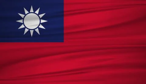 Taiwan flag vector. Vector flag of Taiwan blowig in the wind. EPS 10. Stock Illustration