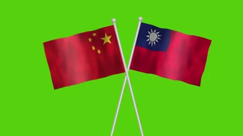 Taiwan Flag Vs Flag Of China Green Screen Stock Footage 321016061