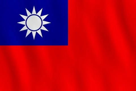 Taiwan flag with waving effect, official proportion. Stock Illustration