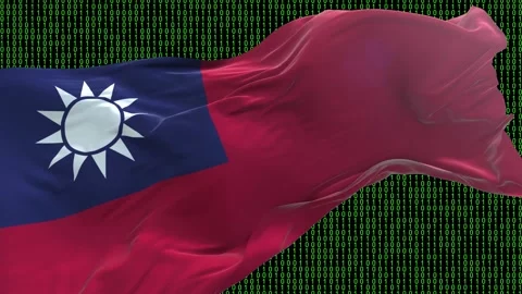 Taiwan flag - Waving flag on matrix binary code background Stock Footage 321421913