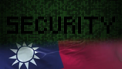 Taiwan flag - Waving flag on matrix binary code background Stock Footage 321422592