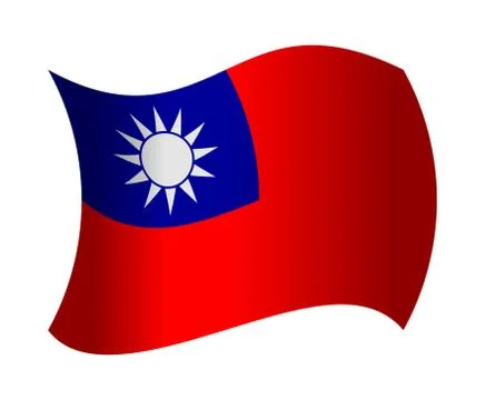 Taiwan flag waving in the wind 스톡 일러스트