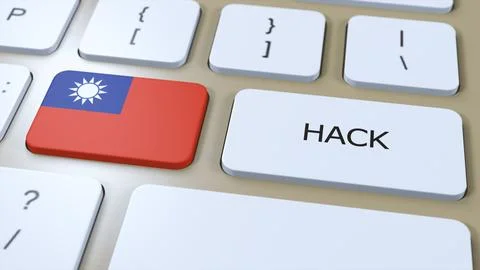 Taiwan Hack of Country or Hacker Attack 3D Illustration. Country National Flag Stock Illustration