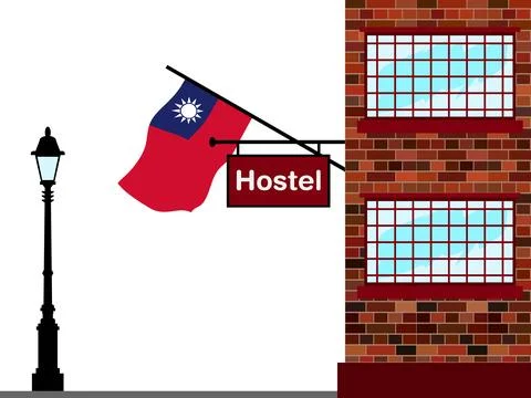 Taiwan Hostels Vector Illustration Stock Illustration