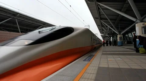 Taiwan HSR pulling into station Video stock 10724102