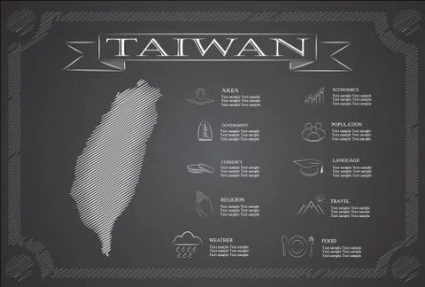 Taiwan infographics, statistical data, sights. Stock Illustration