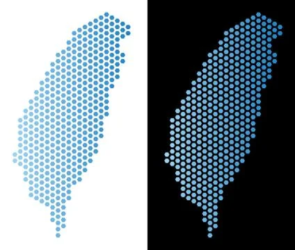 Taiwan Island Map Hex-Tile Abstraction イラスト素材