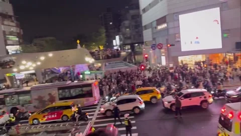 Taiwan: Knife Attack and Smoke Grenades Reported Near MRT Stations in Tai... Stock Footage 324503016