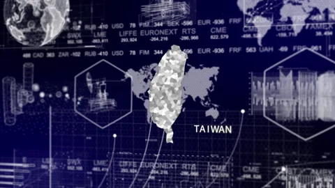 Taiwan Map Animation Loop | Growth, GDP, Oil Economy &amp; Development Insights Stock Footage 331575178