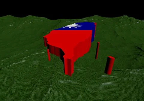Taiwan map flag in abstract ocean of binary illustration Illustrazione stock