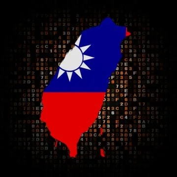 Taiwan map flag on hex code illustration Stock Illustration