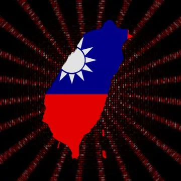 Taiwan map flag on red hex code burst illustration Stockillustratie