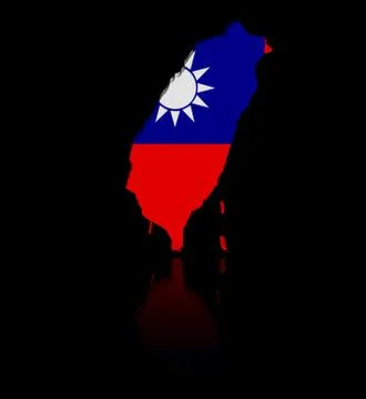 Taiwan map flag with reflection illustration Stock Illustration