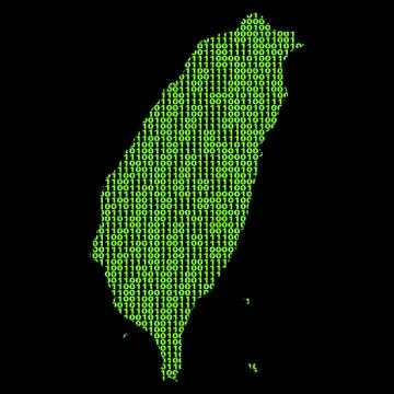 Taiwan map with green binary code illustration Illustrazione stock