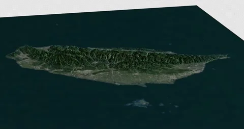 Taiwan map rotate 360 loop ccw with 3d relief 4K satellite ground height Stock Footage 216096661