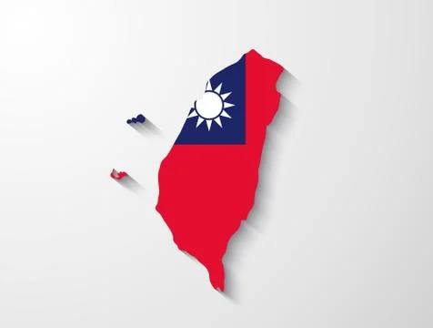 Taiwan map with shadow effect Stock Illustration