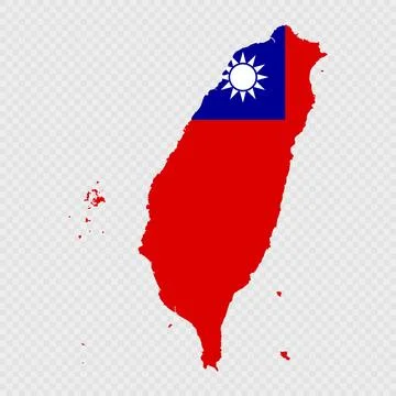 Taiwan map silhouette with flag. Stock Illustration