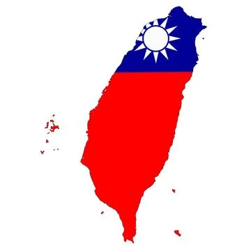 Taiwan map on white background with clipping path Stock Illustration