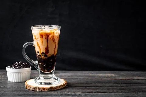 Taiwan milk tea with bubble Stock Photos