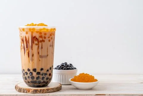 Taiwan milk tea with bubble Stock Photos