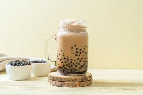 Taiwan milk tea with bubbles Stock Photos