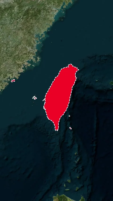 Taiwan National Border Vertical Map Topography Animation 4K 库存影片 329918030