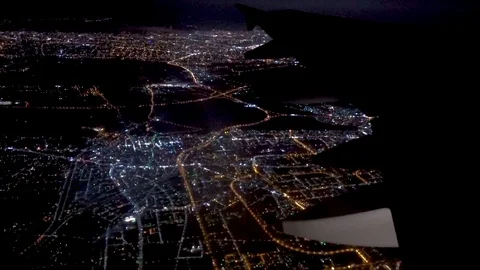 Taiwan night view from the plane. Stock Footage