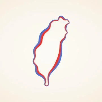 Taiwan - Outline Map Illustrazione stock