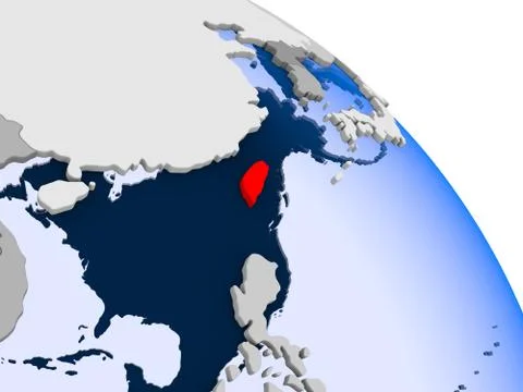 Taiwan in red on map Stock Illustration