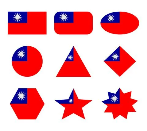Taiwan set of flags with geometric shapes Stock Illustration