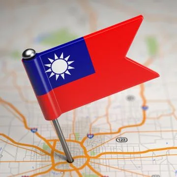 Taiwan Small Flag on a Map Background. Stock Illustration