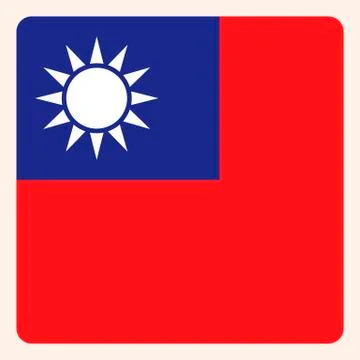 Taiwan square flag button, social media communication sign, business icon. Stock Illustration