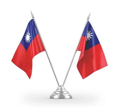 Taiwan table flags isolated on white 3D rendering Stock Illustration