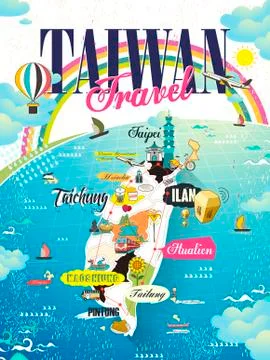 Taiwan travel map Stock Illustration