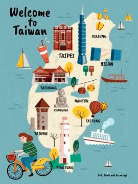 Taiwan Travel map Illustrazione stock