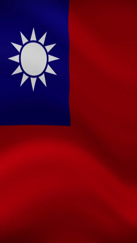 Taiwan Waving Flag in Vertical Orientation – Realistic Loop Animation Stock Footage 294948032