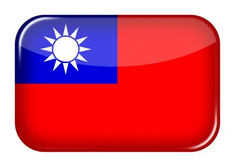 Taiwan web icon rectangle button with clipping path 3d illustration Stock Illustration