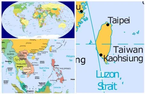 Taiwan &amp; World Illustrazione stock