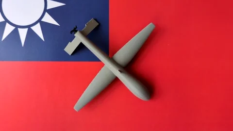 Taiwanese drone unmanned autonomous technology of espionage and strikes on the e Stock Footage 340477645