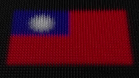 Taiwanese Flag Light Shining on Scrolling Bullets Stock Footage 254706542
