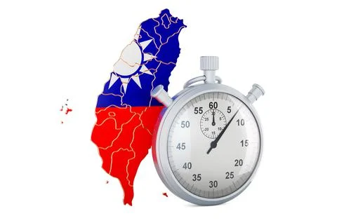 Taiwanese map with stopwatch, 3D rendering 스톡 일러스트